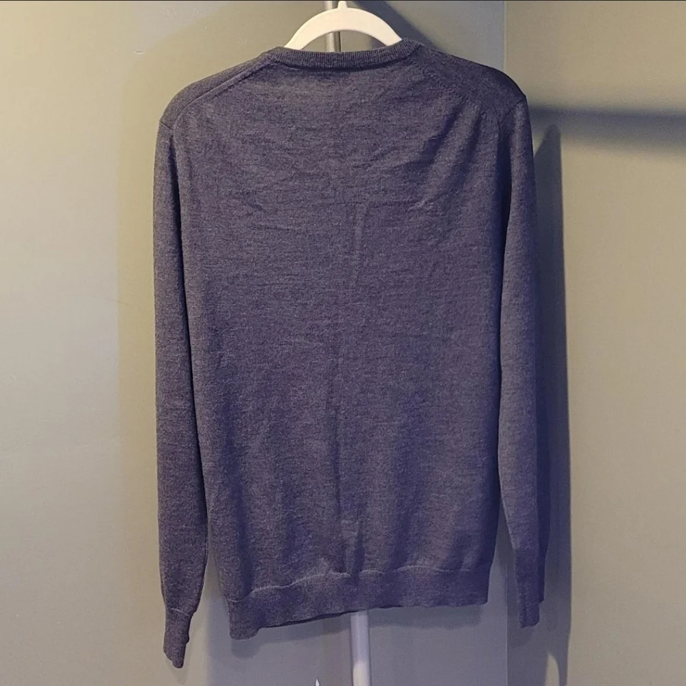 J.Crew Men's 100% Merino Wool V-neck Sweater, Size L, Gray